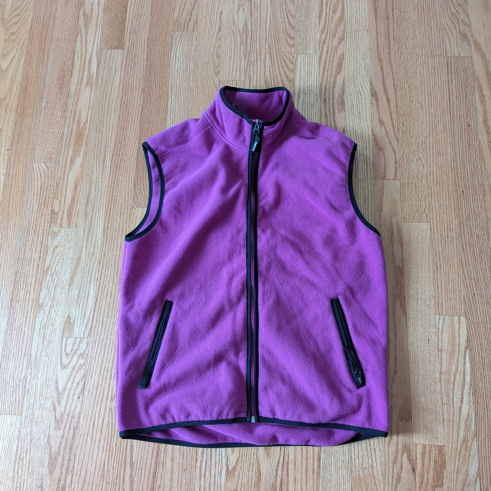 Supreme Pink Fleece Vest with Black Trim Great Condition with Pockets Full Zip